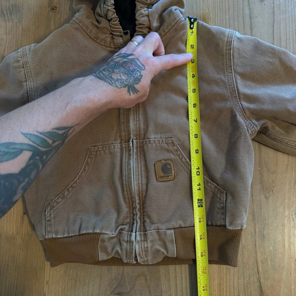 Carhartt Kids Active Jacket 4T Brown Cotton Duck Hooded Work Coat YTJ130 BRN